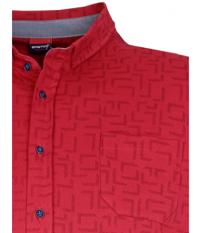 BST KKR6/2 Koszula męska czerwony-wzór duże rozmiary